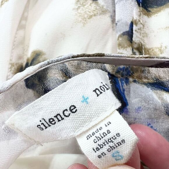 Silence + Noise Floral MIDI Dress Women's Small Chiffon Sleeveless Overlay Slit - Picture 5 of 11